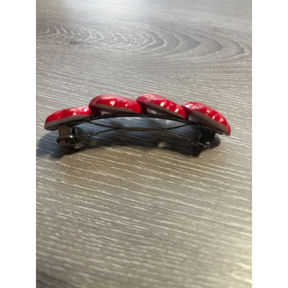 Vintage Red Apple Hair‎ Barrette French Clip Teacher Fruit Accessory 3.25